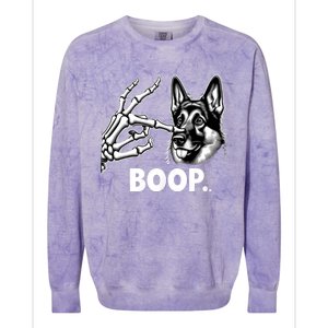 Funny Dog German Shepherd Skeleton Hand Boop Costume Colorblast Crewneck Sweatshirt