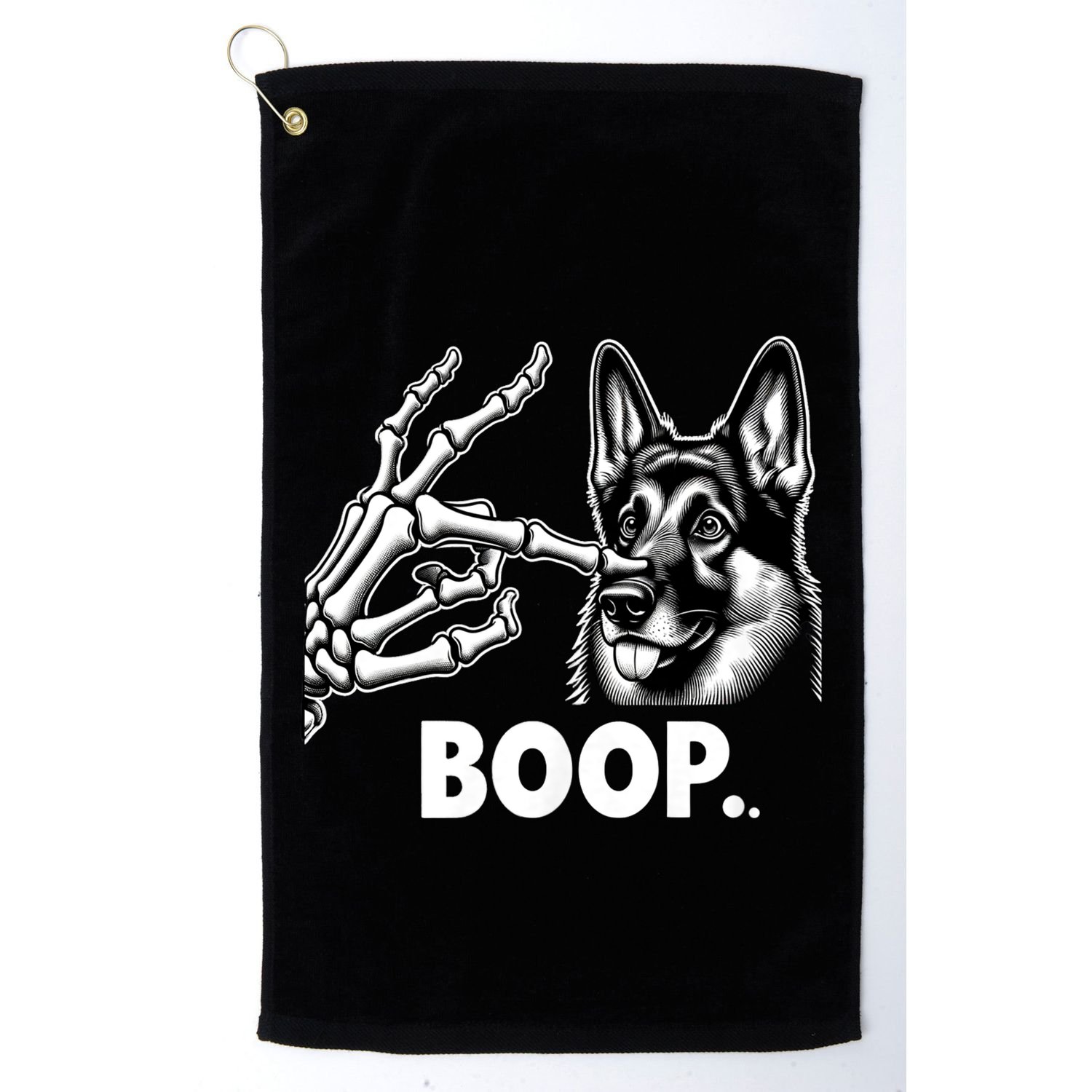 Funny Dog German Shepherd Skeleton Hand Boop Costume Golf Towel