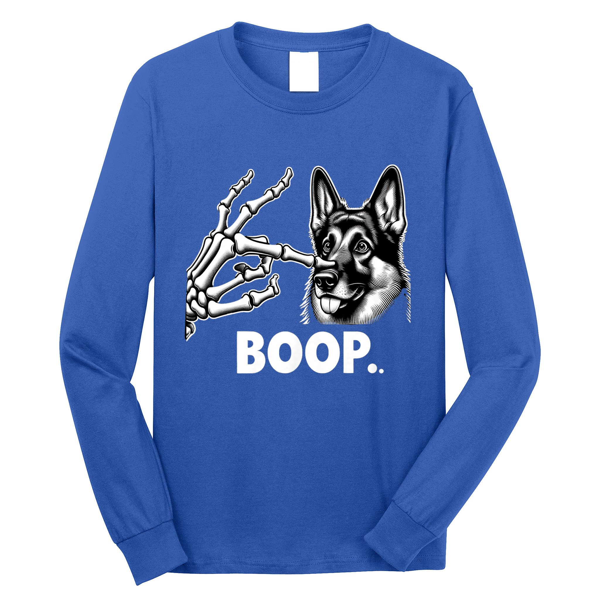 Funny Dog German Shepherd Skeleton Hand Boop Costume Long Sleeve Shirt