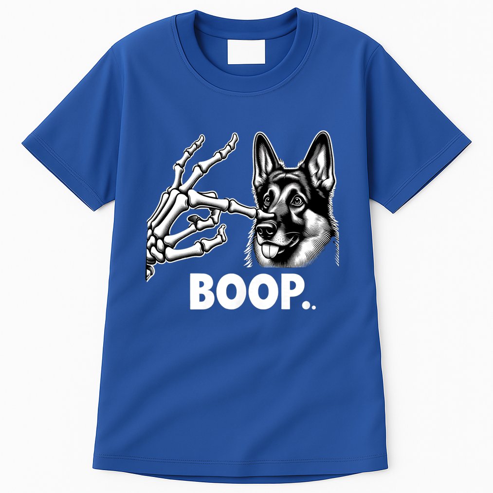 Funny Dog German Shepherd Skeleton Hand Boop Costume Tall T-Shirt