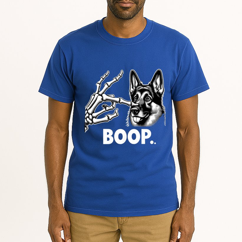 Funny Dog German Shepherd Skeleton Hand Boop Costume Tall T-Shirt