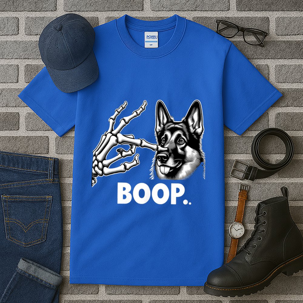 Funny Dog German Shepherd Skeleton Hand Boop Costume Tall T-Shirt