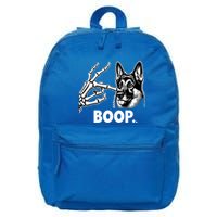 Funny Dog German Shepherd Skeleton Hand Boop Costume 16 in Basic Backpack