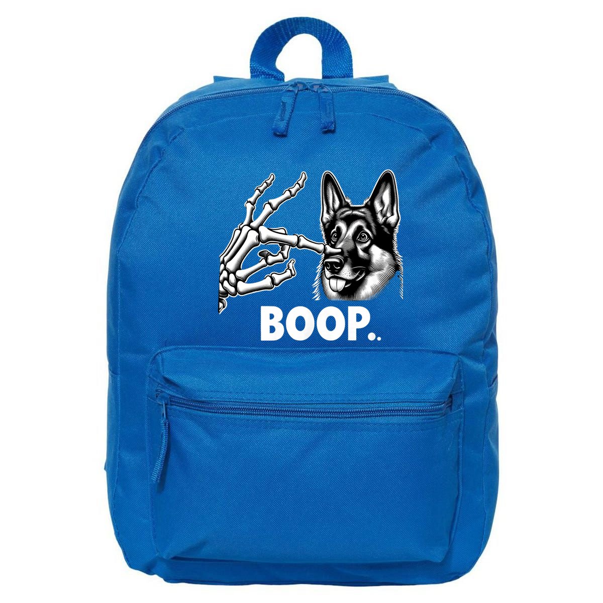 Funny Dog German Shepherd Skeleton Hand Boop Costume 16 in Basic Backpack