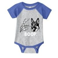 Funny Dog German Shepherd Skeleton Hand Boop Costume Infant Baby Jersey Bodysuit