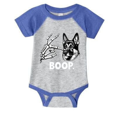 Funny Dog German Shepherd Skeleton Hand Boop Costume Infant Baby Jersey Bodysuit