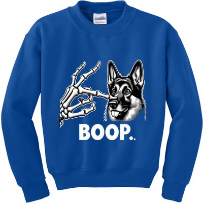 Funny Dog German Shepherd Skeleton Hand Boop Costume Kids Sweatshirt