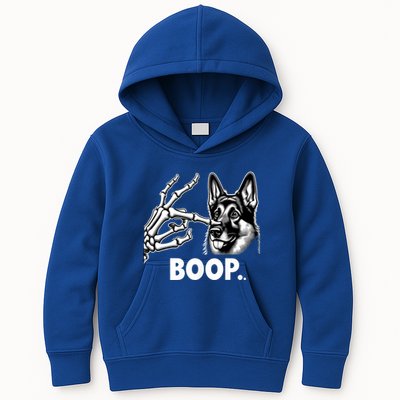 Funny Dog German Shepherd Skeleton Hand Boop Costume Kids Hoodie