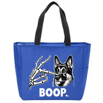 Funny Dog German Shepherd Skeleton Hand Boop Costume Zip Tote Bag