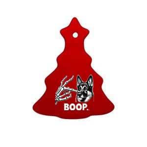 Funny Dog German Shepherd Skeleton Hand Boop Costume Ceramic Tree Ornament