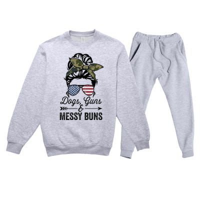 Funny DOGS GUNS & MESSY BUNS Wo Pro Gun Dog Lover Premium Crewneck Sweatsuit Set