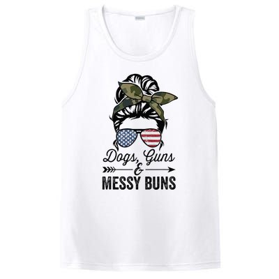 Funny DOGS GUNS & MESSY BUNS Wo Pro Gun Dog Lover PosiCharge Competitor Tank