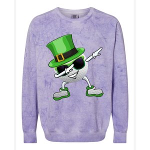 Funny Dabbing Golf Ball St Patricks Day Leprechauns Shamrock Funny Gift Colorblast Crewneck Sweatshirt