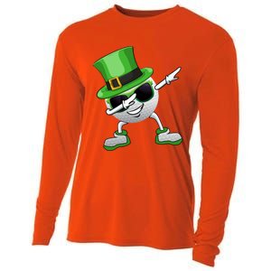 Funny Dabbing Golf Ball St Patricks Day Leprechauns Shamrock Funny Gift Cooling Performance Long Sleeve Crew