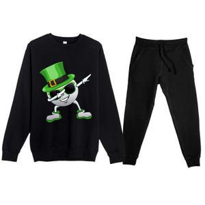 Funny Dabbing Golf Ball St Patricks Day Leprechauns Shamrock Funny Gift Premium Crewneck Sweatsuit Set