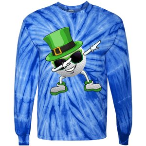 Funny Dabbing Golf Ball St Patricks Day Leprechauns Shamrock Funny Gift Tie-Dye Long Sleeve Shirt