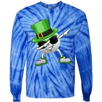 Funny Dabbing Golf Ball St Patricks Day Leprechauns Shamrock Funny Gift Tie-Dye Long Sleeve Shirt