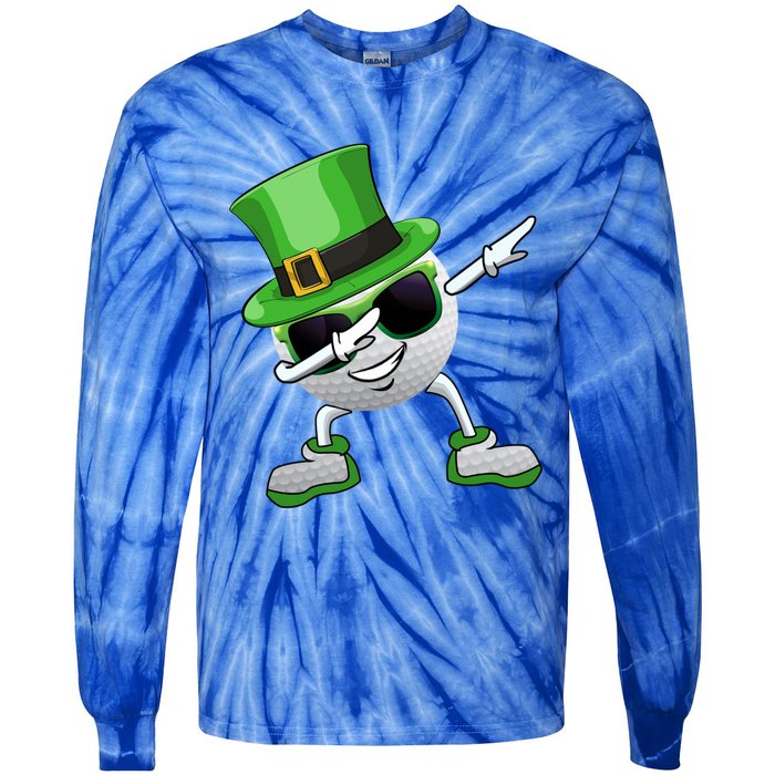 Funny Dabbing Golf Ball St Patricks Day Leprechauns Shamrock Funny Gift Tie-Dye Long Sleeve Shirt