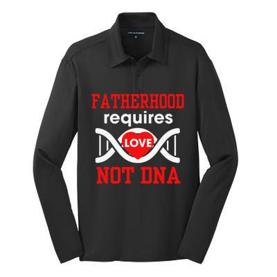 Fathers Day Gift For Stepdad Require Love Not DNA Tee Silk Touch Performance Long Sleeve Polo