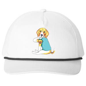 Fathers Day Gift Funny Dog Dad Beagle I Love Dad Tattoo Snapback Five-Panel Rope Hat