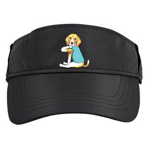 Fathers Day Gift Funny Dog Dad Beagle I Love Dad Tattoo Adult Drive Performance Visor