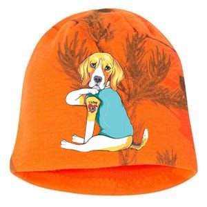 Fathers Day Gift Funny Dog Dad Beagle I Love Dad Tattoo Kati - Camo Knit Beanie