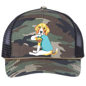 Fathers Day Gift Funny Dog Dad Beagle I Love Dad Tattoo Retro Rope Trucker Hat Cap