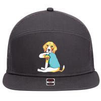 Fathers Day Gift Funny Dog Dad Beagle I Love Dad Tattoo 7 Panel Mesh Trucker Snapback Hat