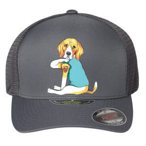 Fathers Day Gift Funny Dog Dad Beagle I Love Dad Tattoo Flexfit Unipanel Trucker Cap