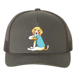 Fathers Day Gift Funny Dog Dad Beagle I Love Dad Tattoo Yupoong Adult 5-Panel Trucker Hat