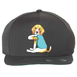 Fathers Day Gift Funny Dog Dad Beagle I Love Dad Tattoo Wool Snapback Cap