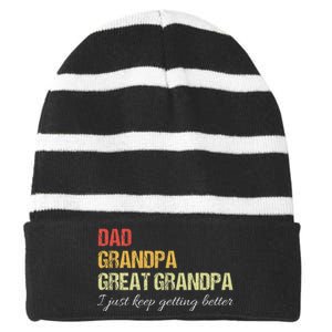 Fathers Day Gift from Grand Dad Grandpa Great Grandpa Striped Beanie with Solid Band