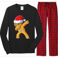 Festive Dabbing Gingerbread Cookie Santa Hat Holiday Gift Long Sleeve Pajama Set