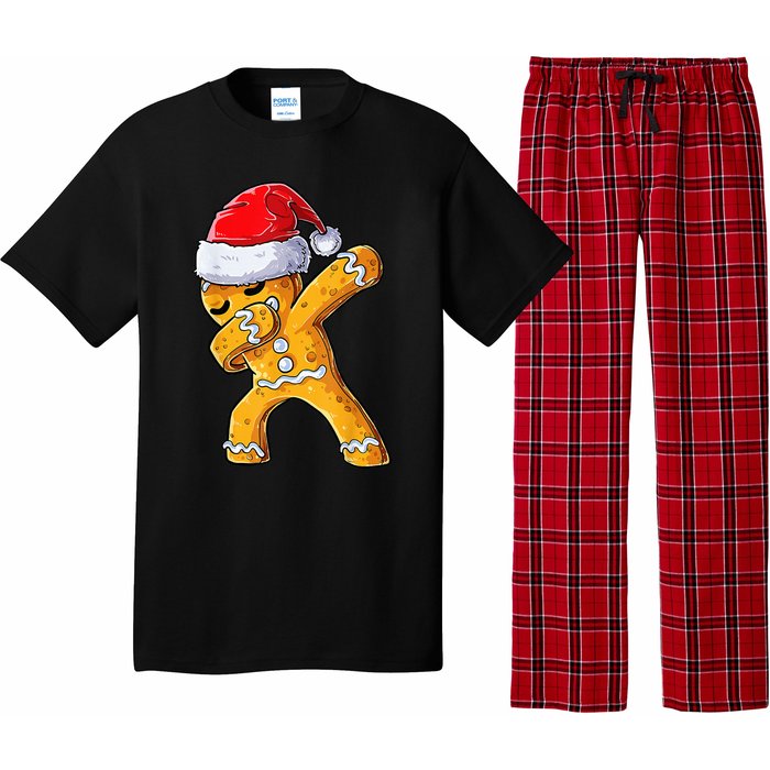 Festive Dabbing Gingerbread Cookie Santa Hat Holiday Gift Pajama Set