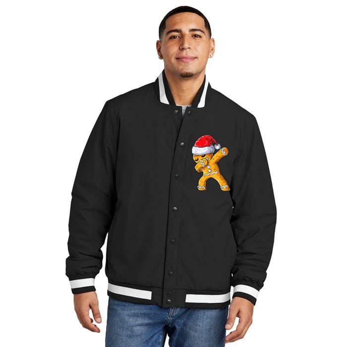 Festive Dabbing Gingerbread Cookie Santa Hat Holiday Gift Insulated Varsity Jacket