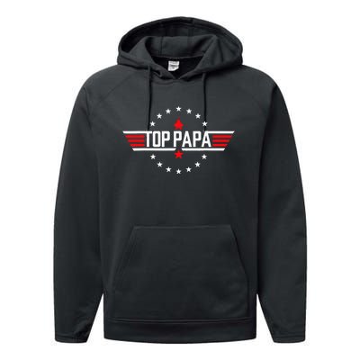 Fathers Day Gift Papa From Grandkids Son Daughter Performance Fleece Hoodie