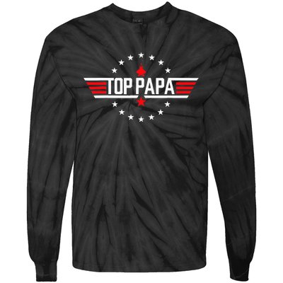 Fathers Day Gift Papa From Grandkids Son Daughter Tie-Dye Long Sleeve Shirt