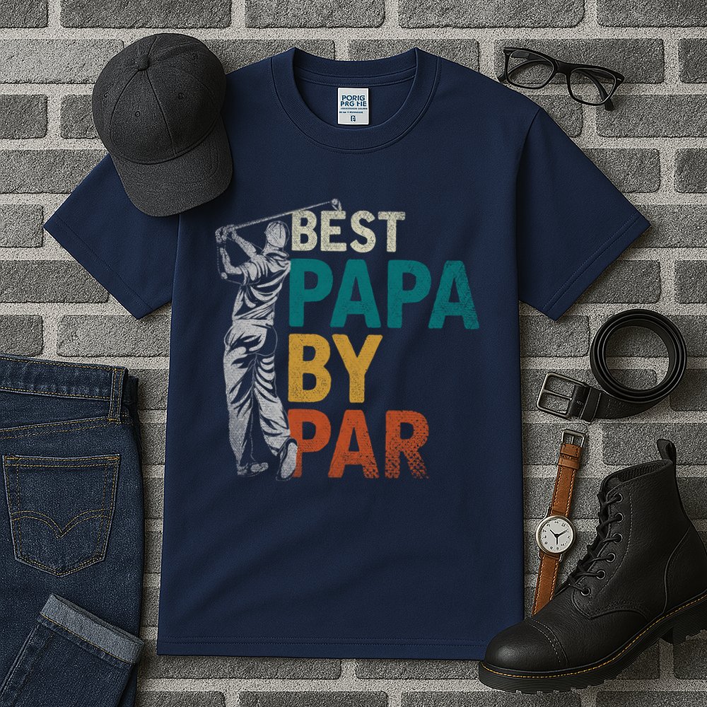 Fathers Day Golfer Dad Golfing Best Papa By Par Funny Golf Tall T-Shirt