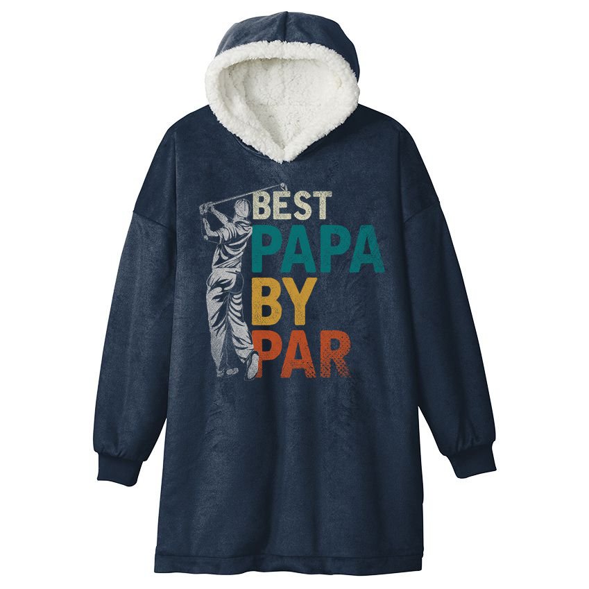 Fathers Day Golfer Dad Golfing Best Papa By Par Funny Golf Hooded Wearable Blanket