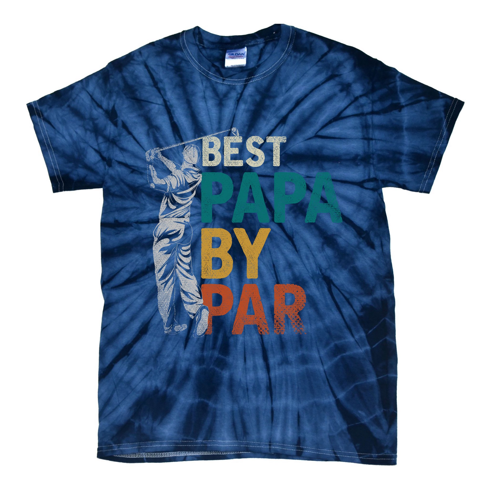 Fathers Day Golfer Dad Golfing Best Papa By Par Funny Golf Tie-Dye T-Shirt