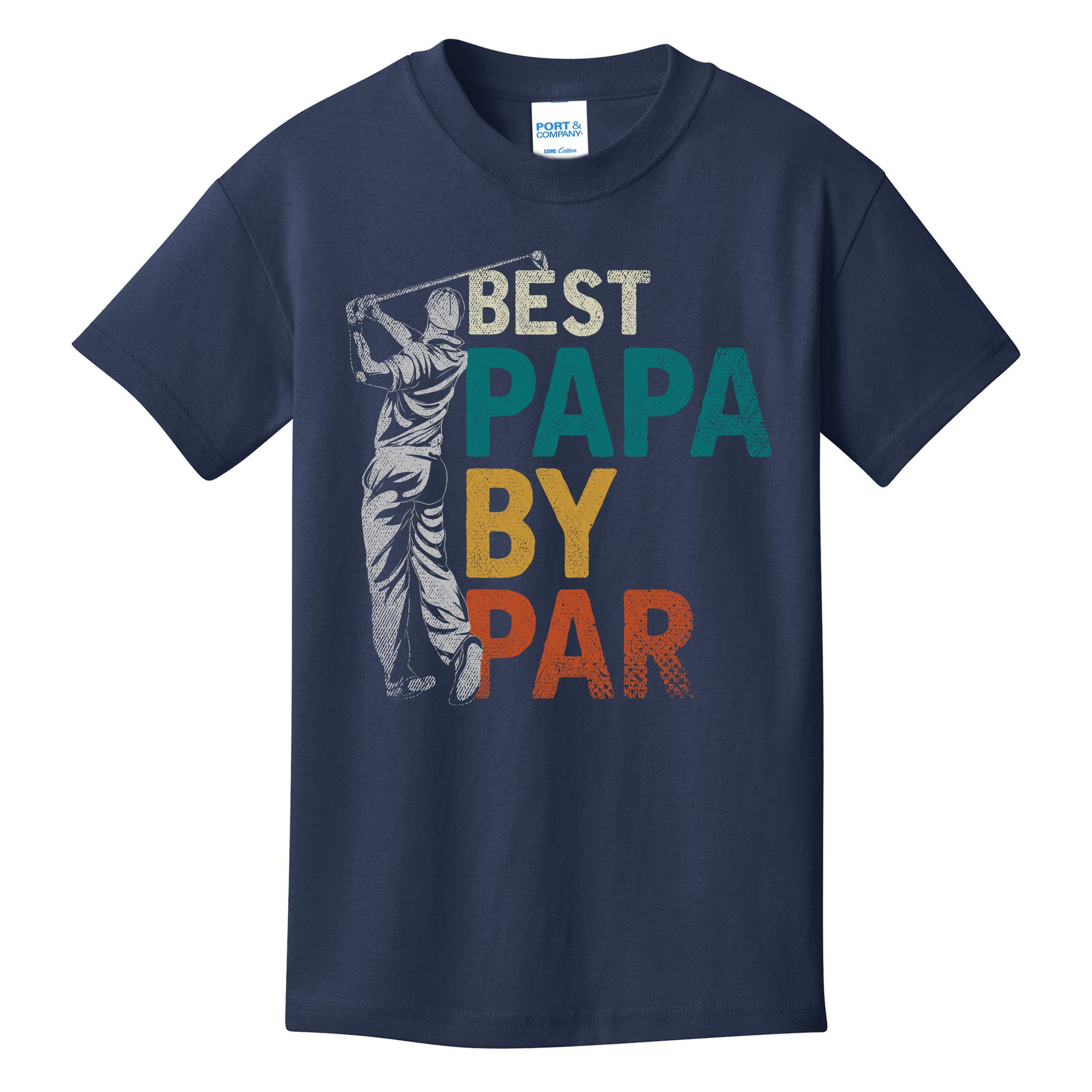 Fathers Day Golfer Dad Golfing Best Papa By Par Funny Golf Kids T-Shirt