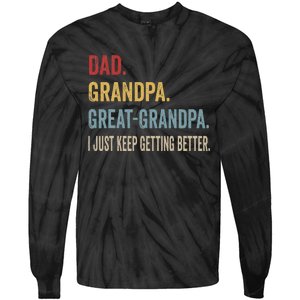 Fathers Day Gift From Grandkids Dad Grandpa Great Grandpa Tie-Dye Long Sleeve Shirt