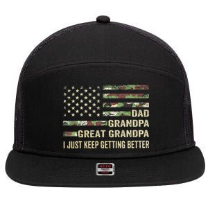 Fathers Day Gift From Grandkids Dad Grandpa Great Grandpa 7 Panel Mesh Trucker Snapback Hat