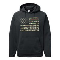 Fathers Day Gift From Grandkids Dad Grandpa Great Grandpa Performance Fleece Hoodie