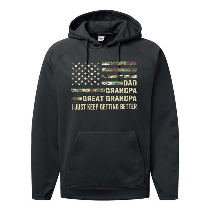 Fathers Day Gift From Grandkids Dad Grandpa Great Grandpa Performance Fleece Hoodie