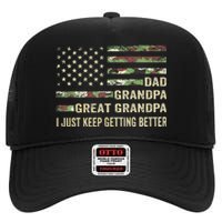 Fathers Day Gift From Grandkids Dad Grandpa Great Grandpa High Crown Mesh Back Trucker Hat