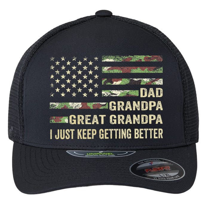 Fathers Day Gift From Grandkids Dad Grandpa Great Grandpa Flexfit Unipanel Trucker Cap