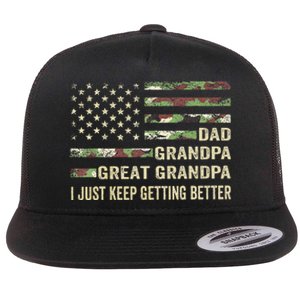 Fathers Day Gift From Grandkids Dad Grandpa Great Grandpa Flat Bill Trucker Hat