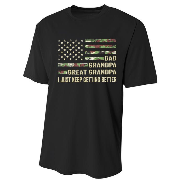 Fathers Day Gift From Grandkids Dad Grandpa Great Grandpa Performance Sprint T-Shirt