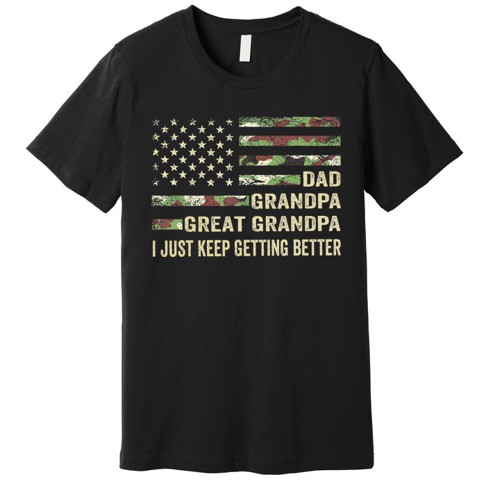 Fathers Day Gift From Grandkids Dad Grandpa Great Grandpa Premium T-Shirt